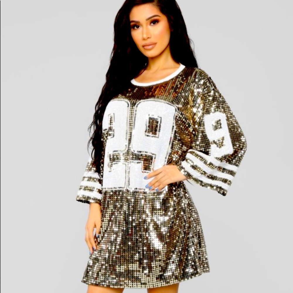 Gold Sequin Jersey Dress✨✨